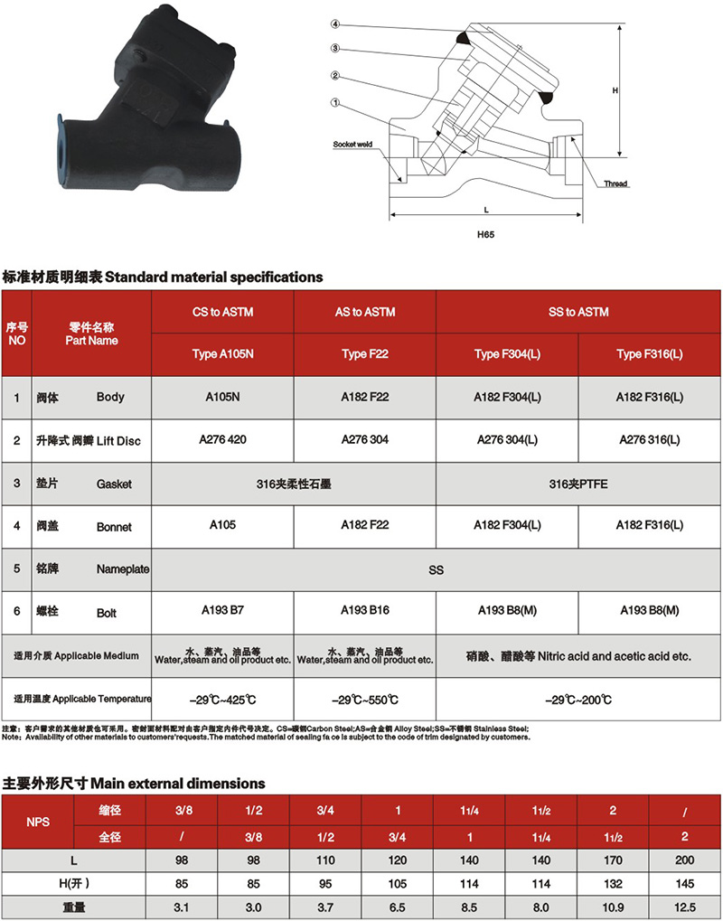 鍛鋼Y型止回閥